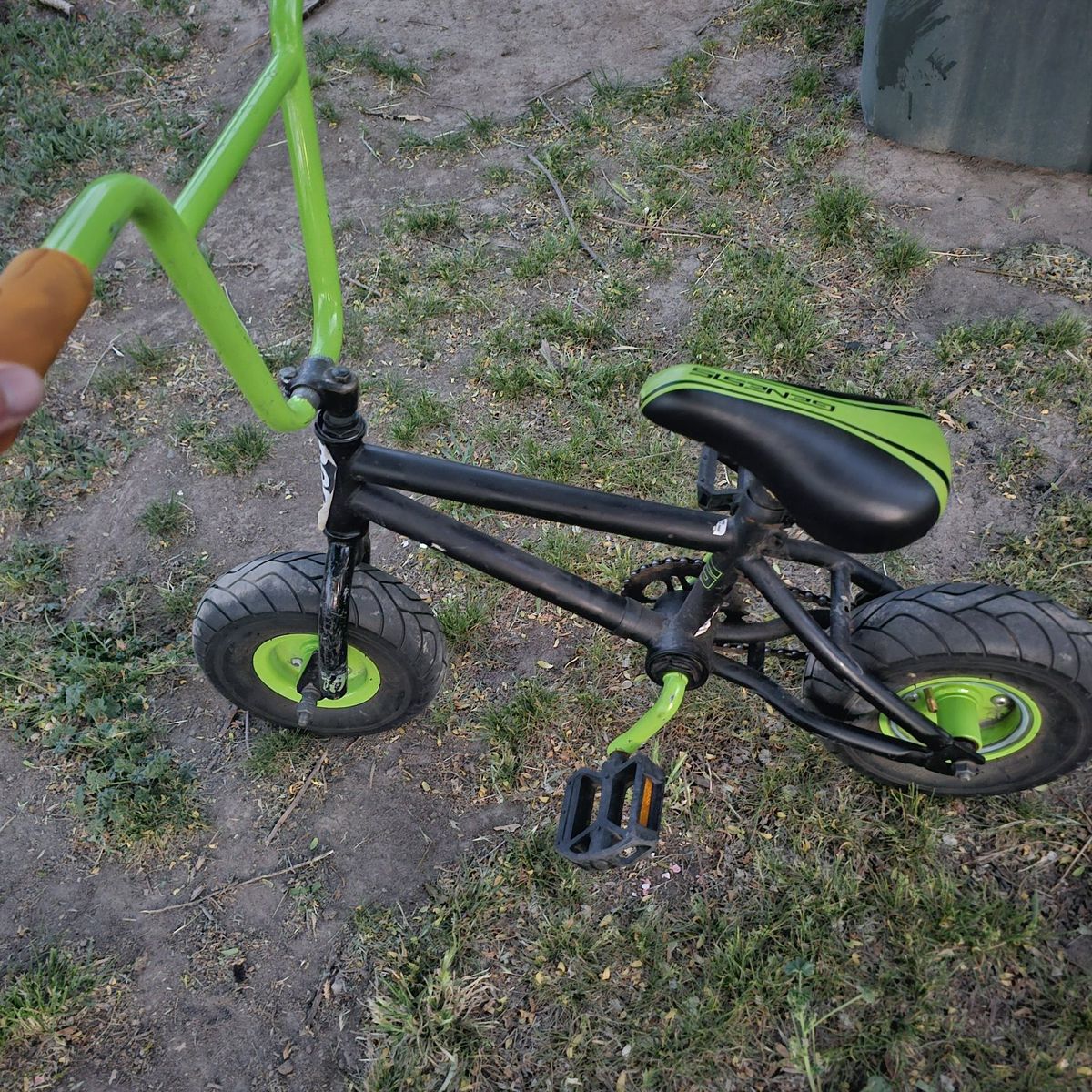 Genesis Black & Green Mini BMX Bike - Compact Stunt Bicycle with Thick Tires