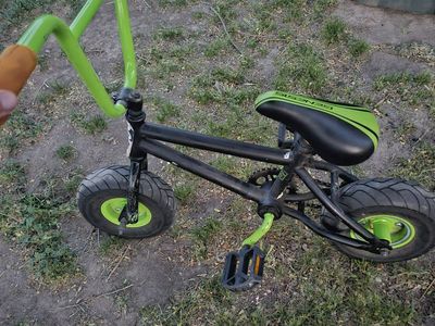 Genesis Black & Green Mini BMX Bike - Compact Stunt Bicycle with Thick Tires