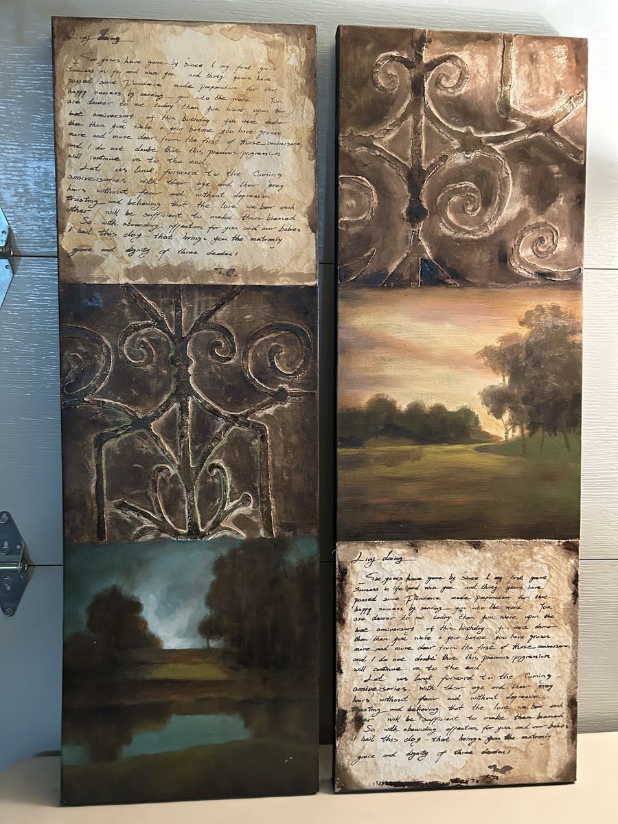 Rustic Canvas Wall Art Set (2 Panels) – Farmhouse / Vintage Style - 16" W x 48"H each.