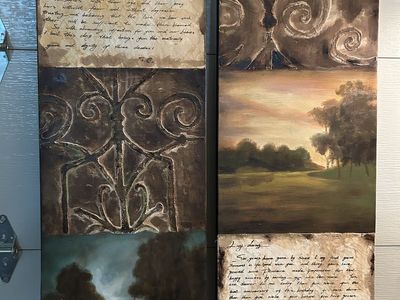 Rustic Canvas Wall Art Set (2 Panels) – Farmhouse / Vintage Style - 16" W x 48"H each.