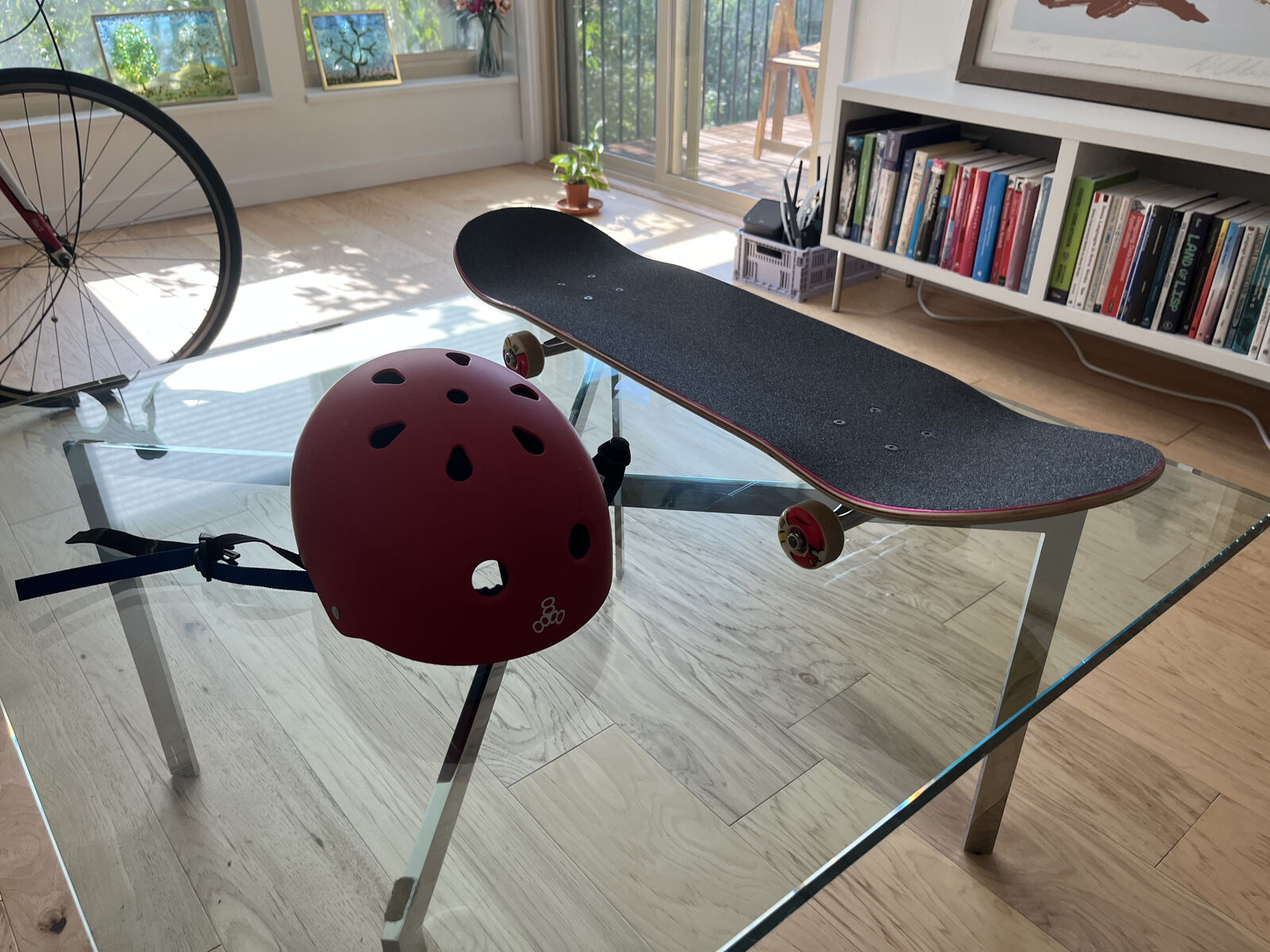 New Toy Machine Skateboard and helmet