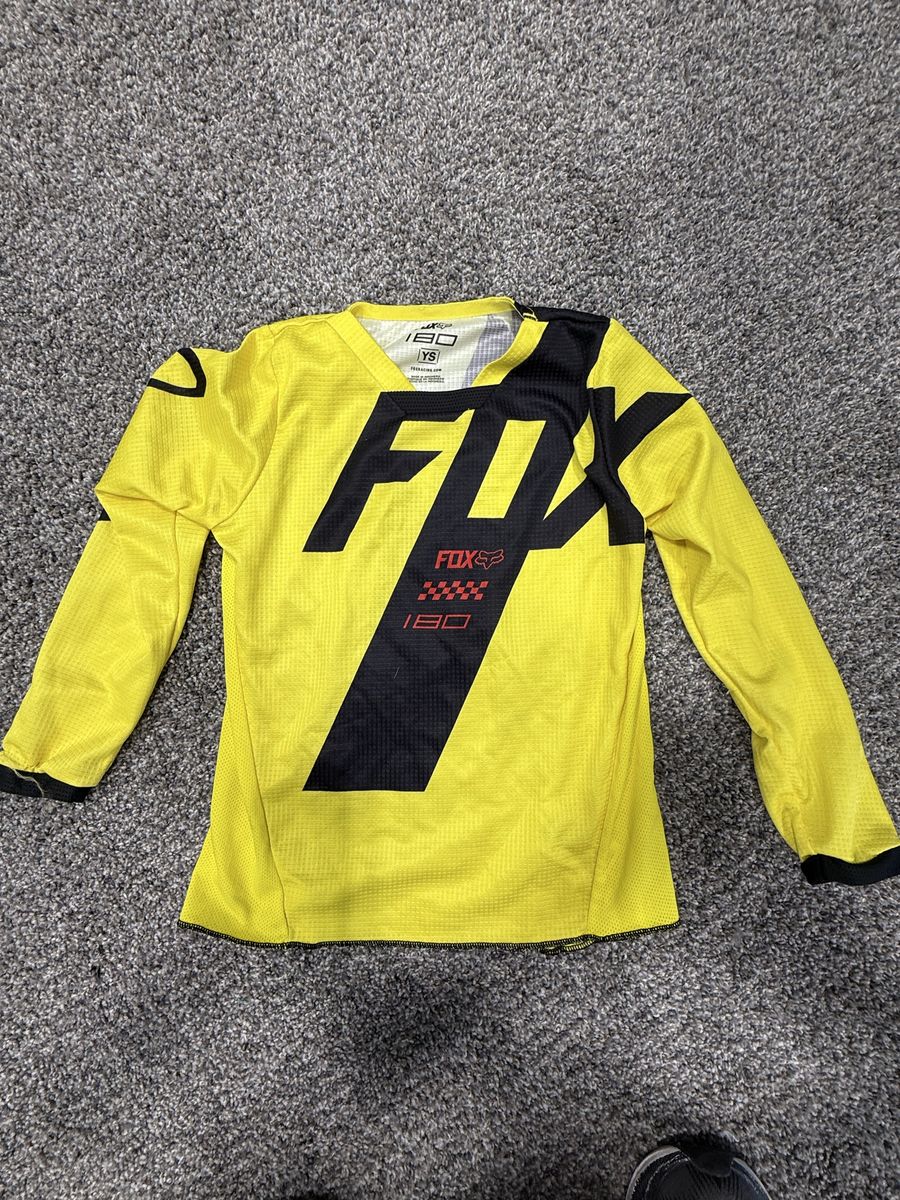 Fox 180 Youth Motocross Jersey YS Yellow Long Sleeve Dirt Bike Off-Road MX Top