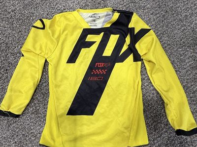 Fox 180 Youth Motocross Jersey YS Yellow Long Sleeve Dirt Bike Off-Road MX Top