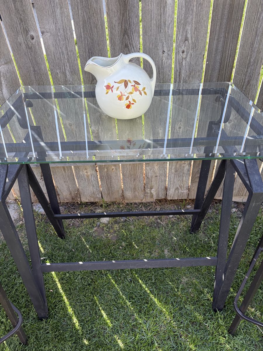 Glass Top Table With 2 Chairs