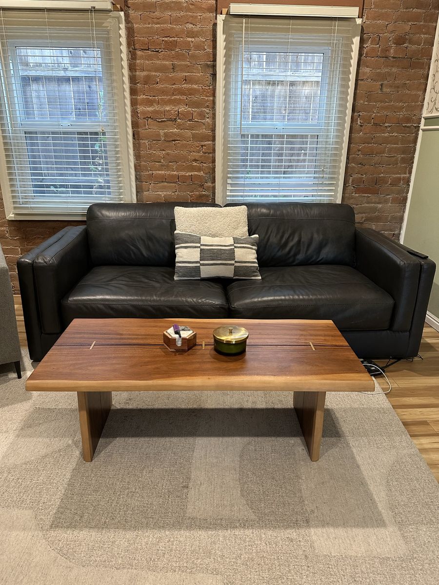 Ashley Amiata Black Leather Sofa - Comfortable Couch in Great Condition