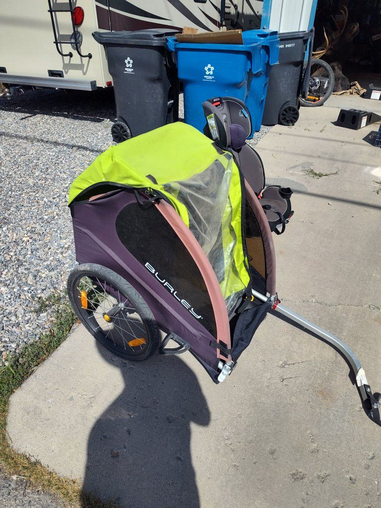 Burley Bike Trailer - Green and Brown Child Carrier
