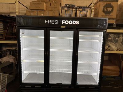 True GDM-72-HC 3-Door Glass Commercial Refrigerator - Excellent Condition