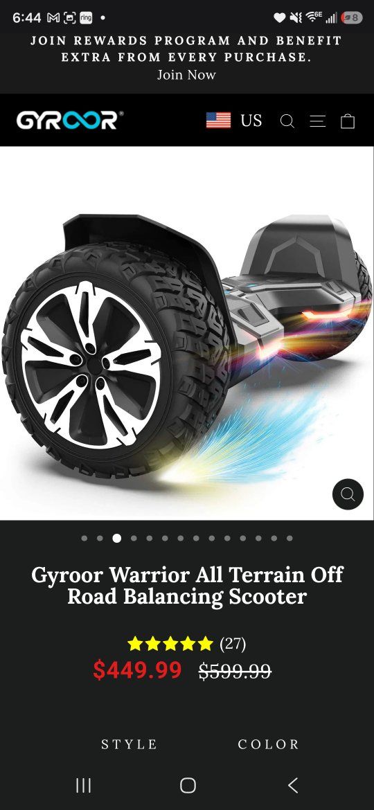 Gyroor Warrior G2 All Terrain Off Road Hoverboard Self Balancing Scooter with Bluetooth