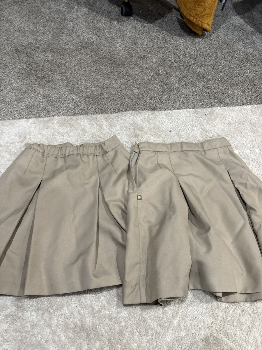 Lot of 2 Dennis Uniform Girls Khaki Pleated School Skirts - Size Small