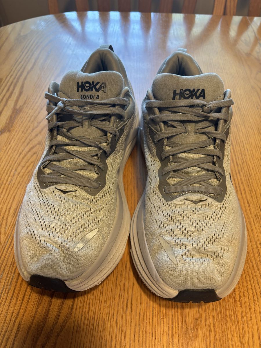 HOKA Bondi 8 Men's Running Shoes - Light Gray, Excellent Condition 12” Adult size