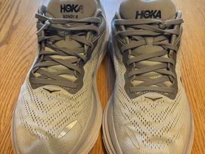 HOKA Bondi 8 Men's Running Shoes - Light Gray, Excellent Condition 12” Adult size