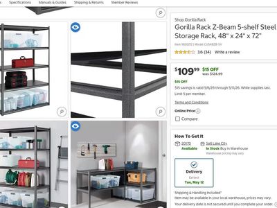 Gorilla Rack Z-Beam 5-Shelf Steel Storage Rack - 48" x 24" x 72" - Heavy Duty Organization