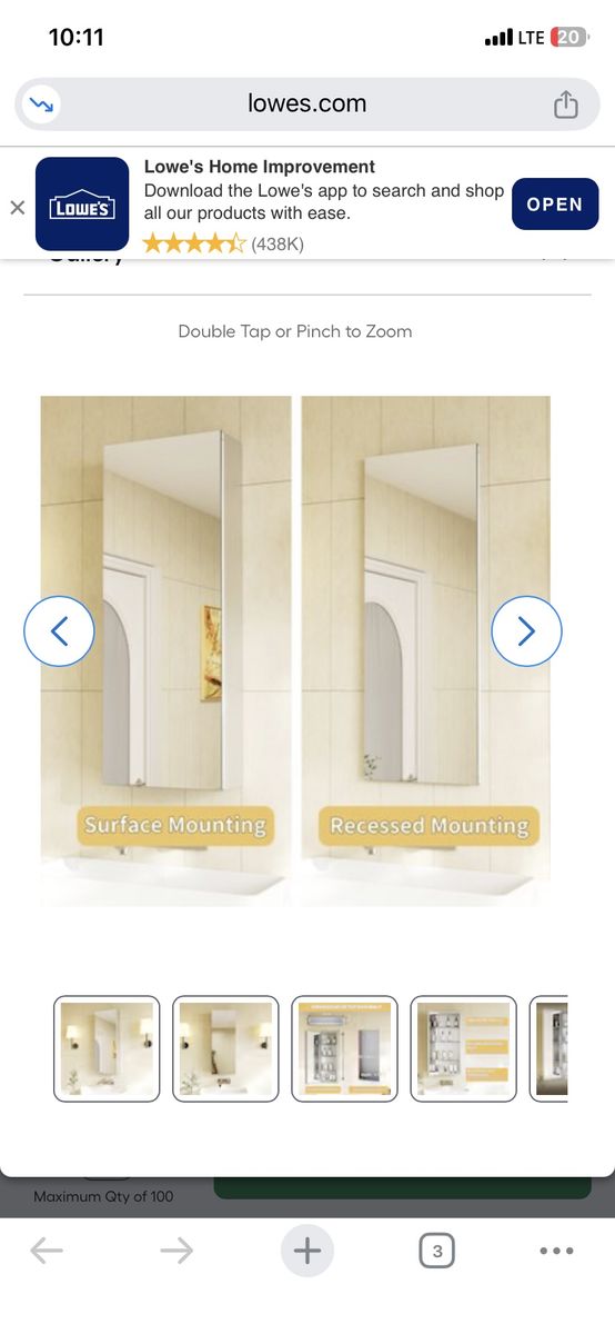 Surface/Recessed Mount Aluminum Bathroom Medicine Cabinet w/ Mirror
