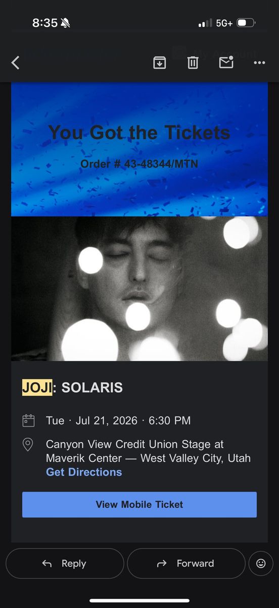 Joji: SOLARIS Tour VIP Ticket - July 21, 2026 - Canyon View Credit Union Stage, Maverik Center