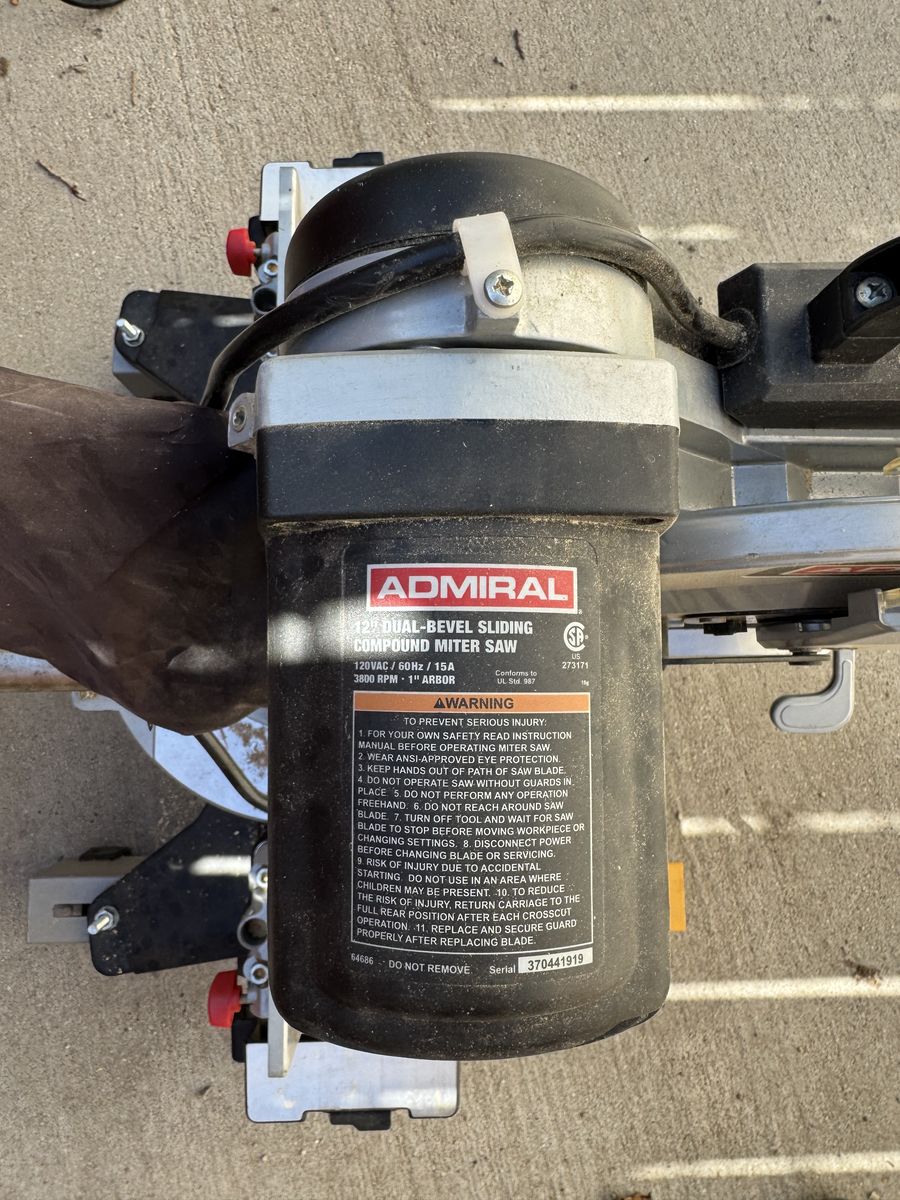 ADMIRAL 12" Dual-Bevel Sliding Compound Miter Saw 120V 15A 3800 RPM - $65 OBO