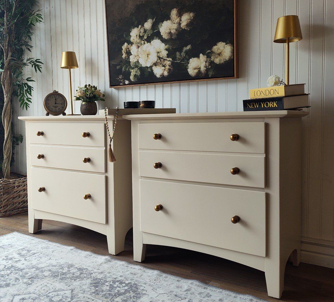 Beautiful Beige Solid Wood Nightstands