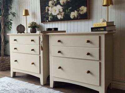Beautiful Beige Solid Wood Nightstands