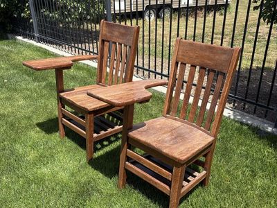 Vintage Wooden School Desks
