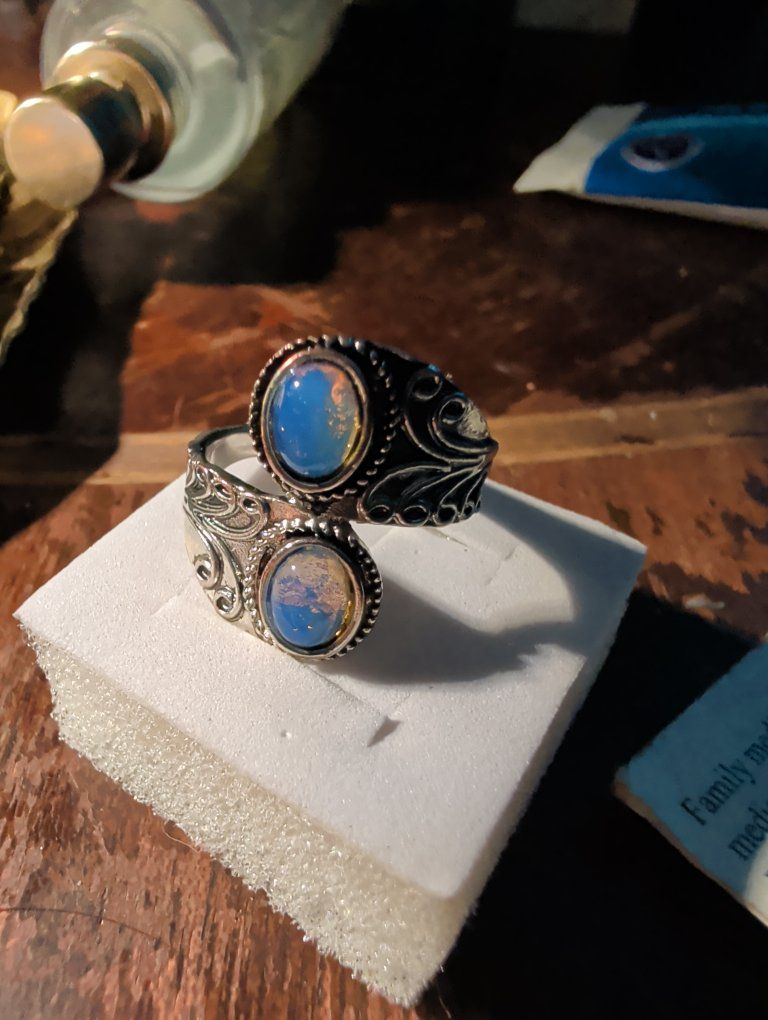sterling silver double rainbow moonstone ring