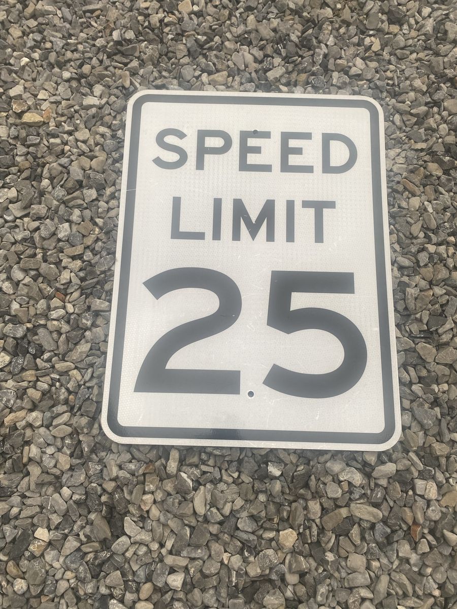 25 MPH Speed Limit Sign - White & Black Aluminum Road Sign