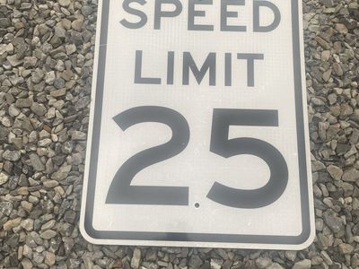 25 MPH Speed Limit Sign - White & Black Aluminum Road Sign