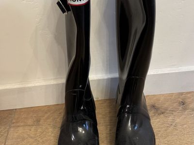 Hunter Original Gloss Tall Rain Boots Black US 6 / EU 37 Women's Waterproof Wellies
