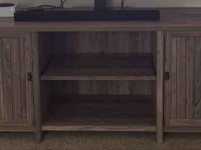 Rustic Farmhouse Style TV Stand Media Console with Storage Cabinets and Shelves