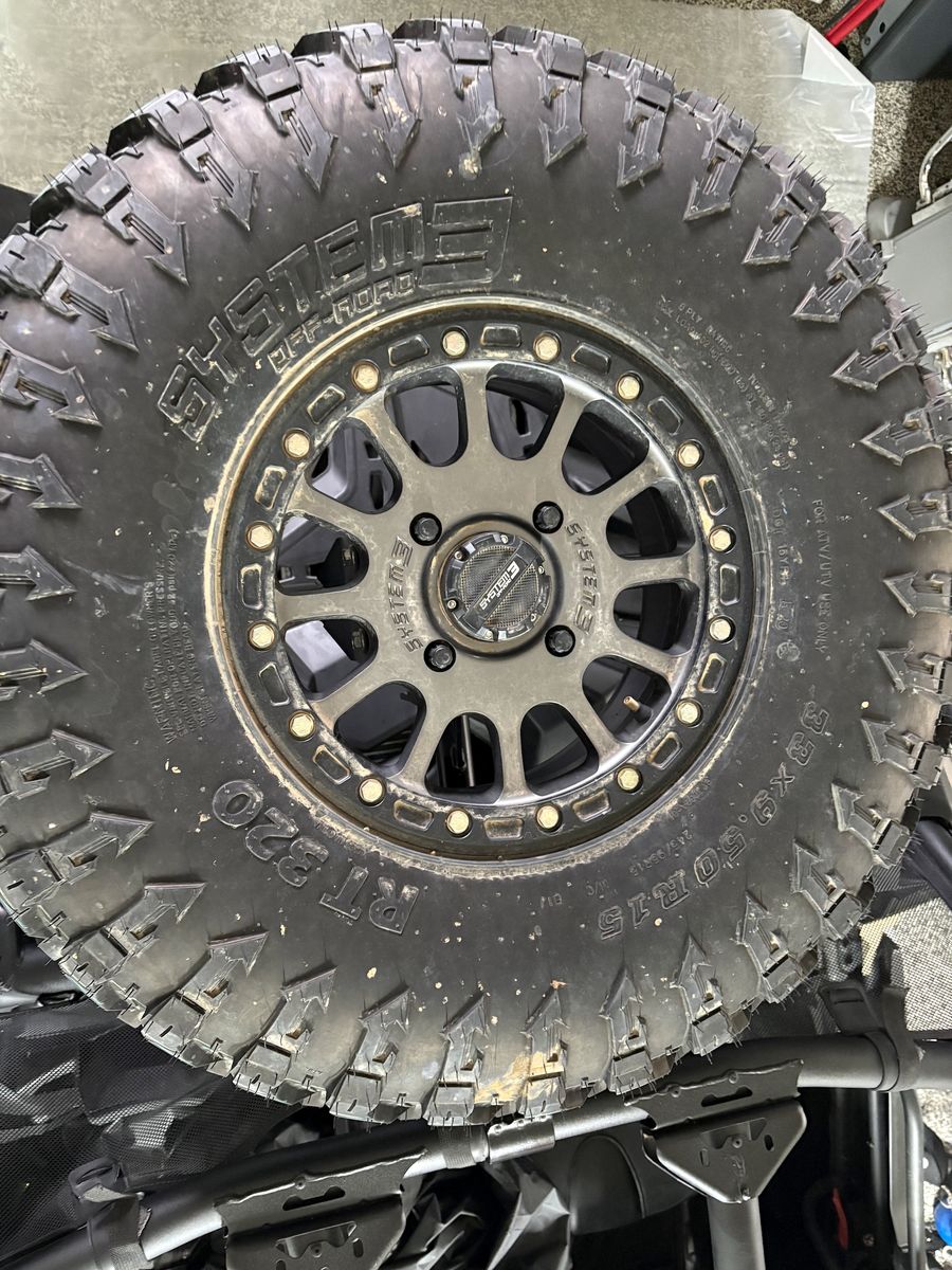 System 3 wheels and tires. 33x9.5x15. Set of 5.