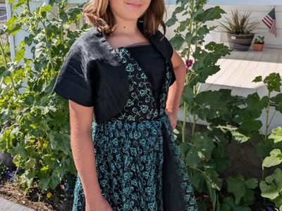 Black and Turquoise Formal Dress with Bolero Jacket Size 4