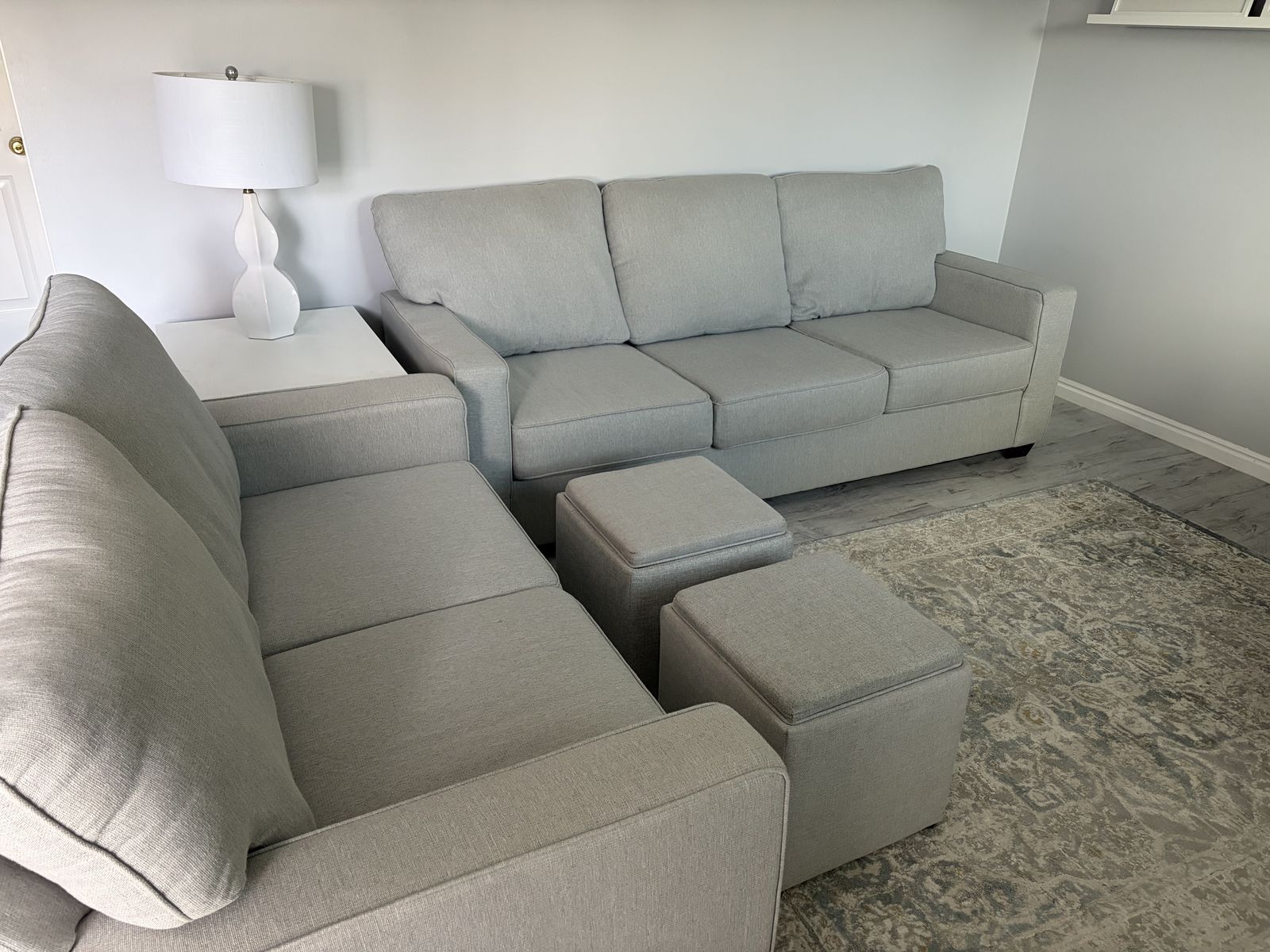 Stone gray couch and love seat