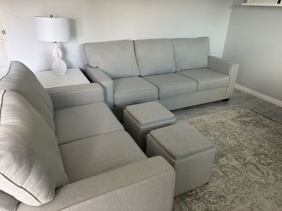 Stone gray couch and love seat