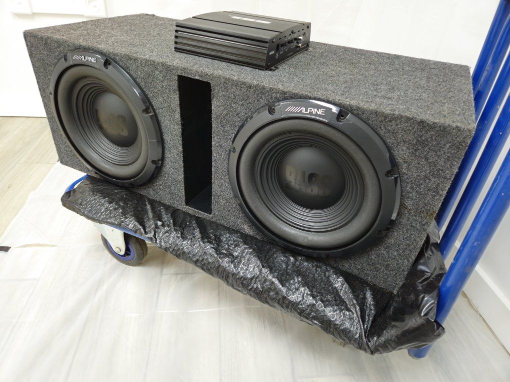 2 x 12" Subwoofer Setup w 1500 watt Amp & Box Enclosure Alpine SSL