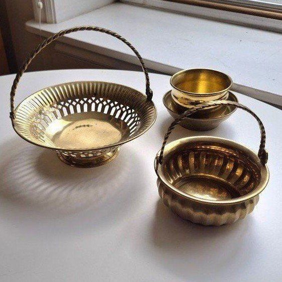 2 Brass Baskets