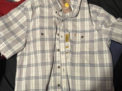 Carhartt Men's Size L Plaid Short Sleeve Button-Up Shirt - New with Tags, Original Fit