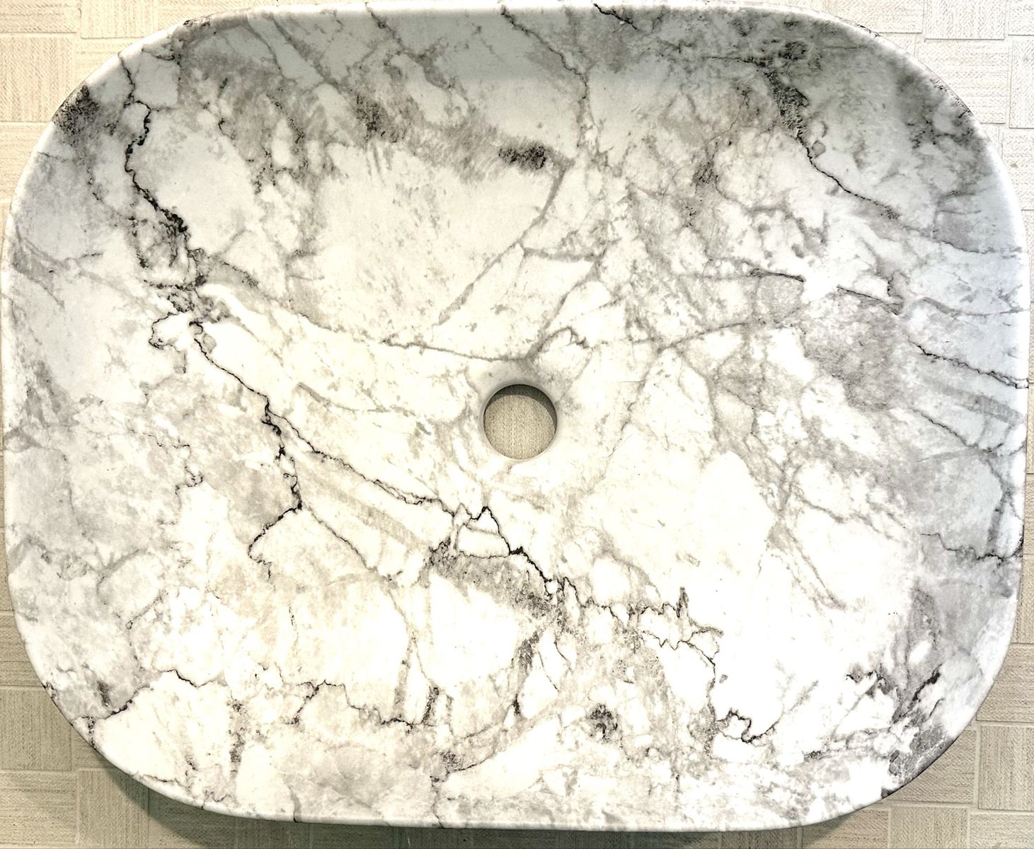 Designer Marble Vein Vessel Sink – Modern Ceramic Bathroom Sink