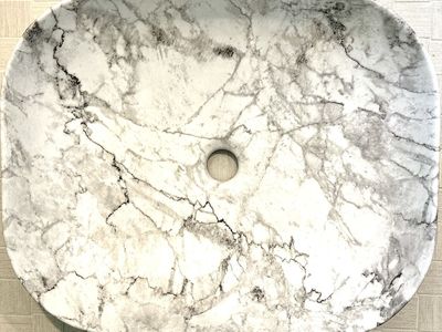 Designer Marble Vein Vessel Sink – Modern Ceramic Bathroom Sink