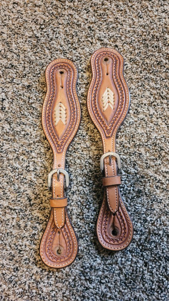 Tooled Leather Western Spur Straps