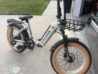 VTUVIA Antelope Step-Thru Electric Bike - Fat Tire E-Bike with Front Basket & Rear Rack