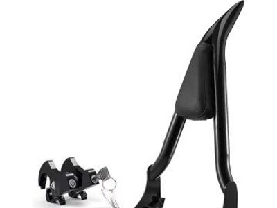 Eumti Motorcycle Detachable Sissy Bar Backrest with Pad & Clips for Harley Touring Models 2009-2026