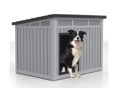 New in Box Waterproof Dog House, Indoor Outdoor Kennel with Ventilated Design & Sloping Roof for Medium to Large Dogs