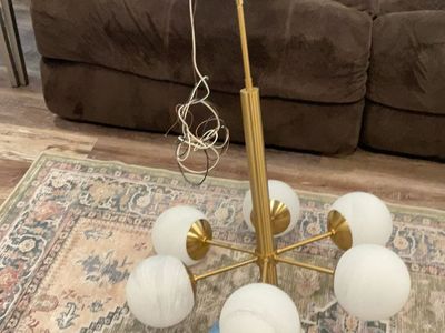 Quoizel Modern Brass 6-Light Globe Chandelier Pendant Light Fixture