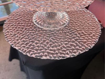 Vintage Textured Clear Glass Cake Stand Pedestal
