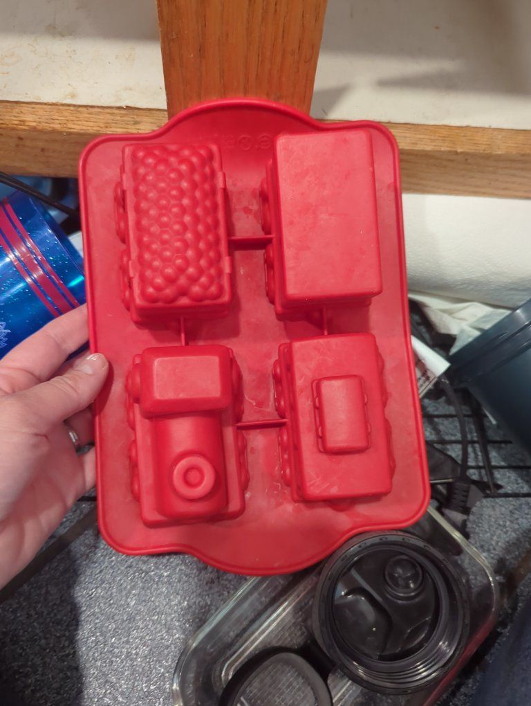 Red Silicone Train mold - 4-Cavity Locomotives & Boxcars