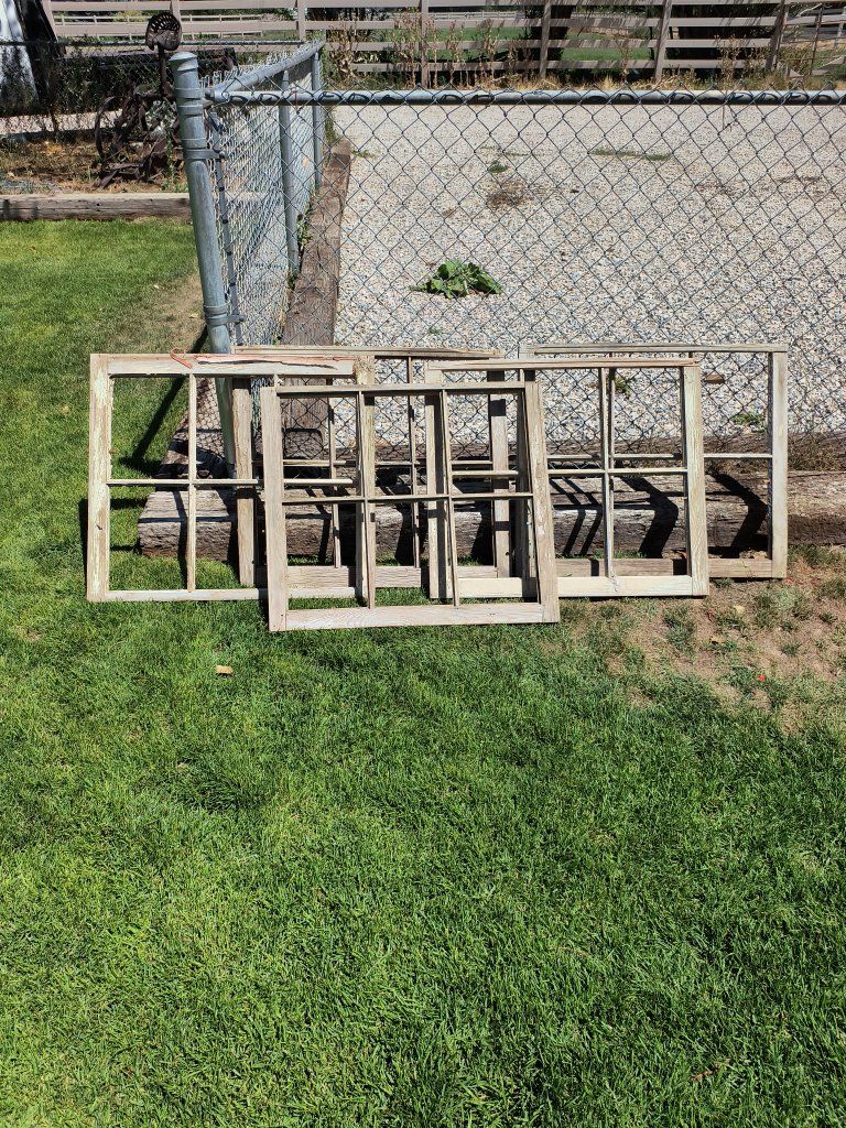 Rustic 6-Pane Window Frames - Set of 5 - Distressed Wood Farmhouse Decor