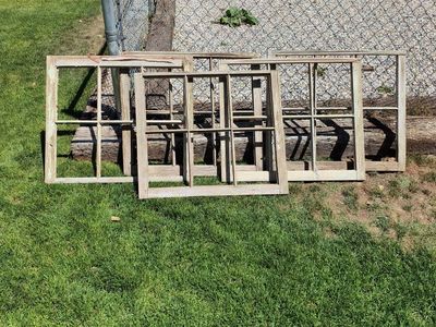 Rustic 6-Pane Window Frames - Set of 5 - Distressed Wood Farmhouse Decor
