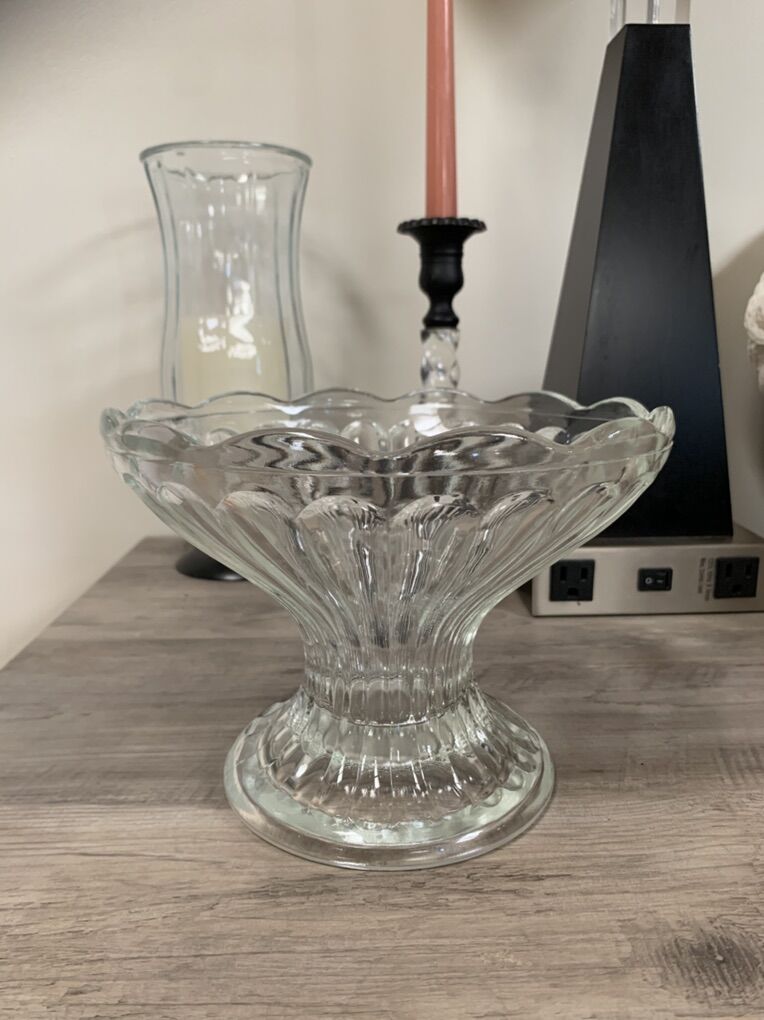 Early American Pressed Glass Pedestal Bowl