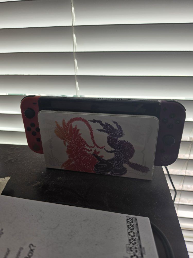 Nintendo Switch OLED Model w/ Scarlet & Violet Dock - Limited Edition Console, Red/Purple Joy-Cons