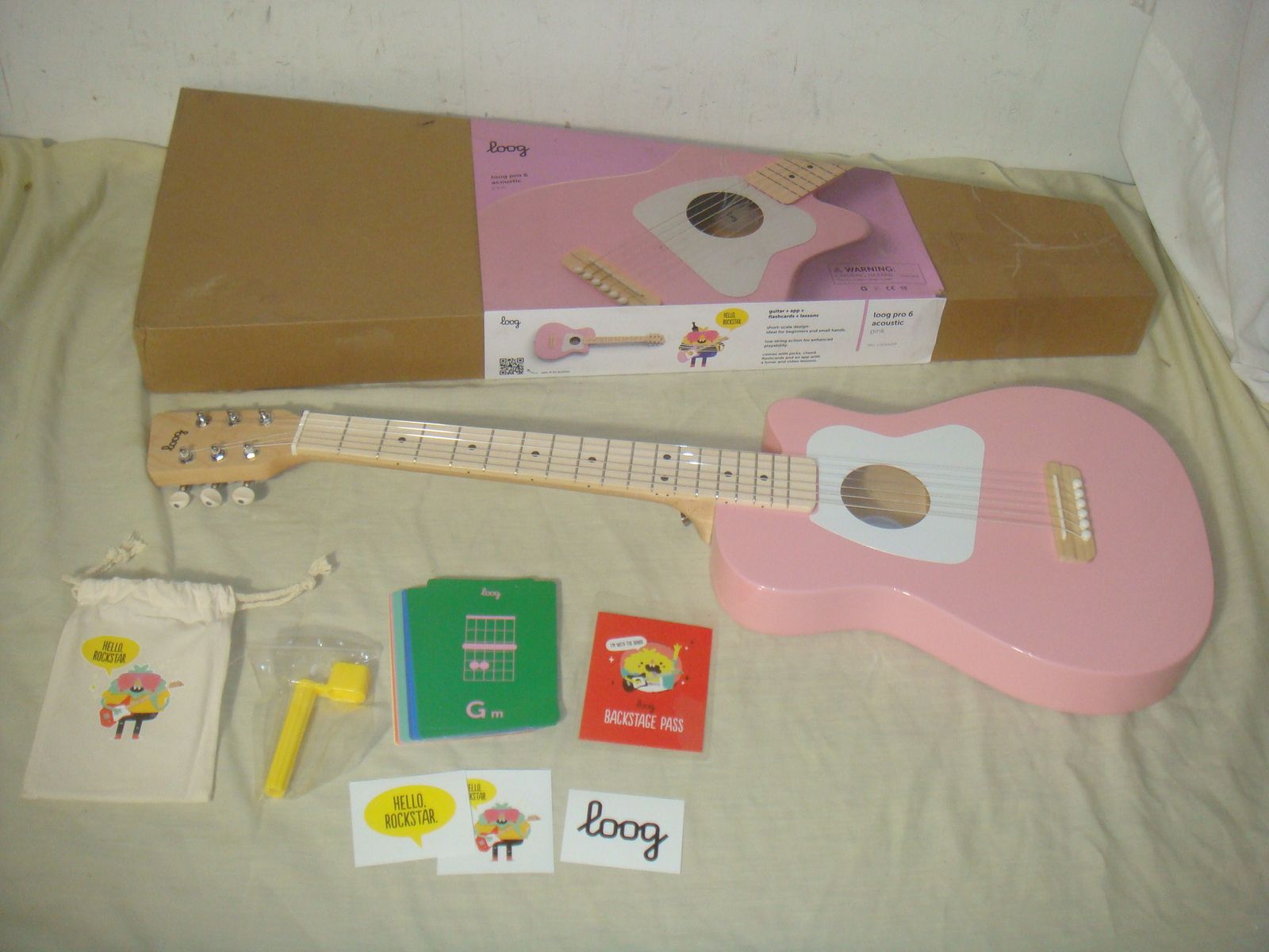 LOOG PRO VI KIDS ACOUSTIC GUITAR IN PINK - READ!