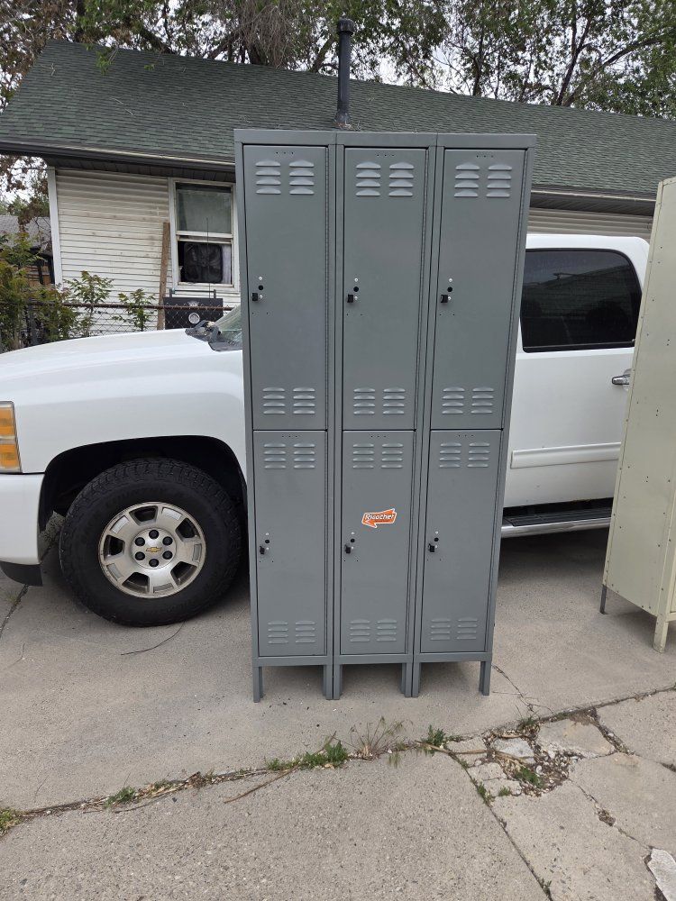 Gray Steel 6-Door Locker Unit - Industrial Storage Cabinet