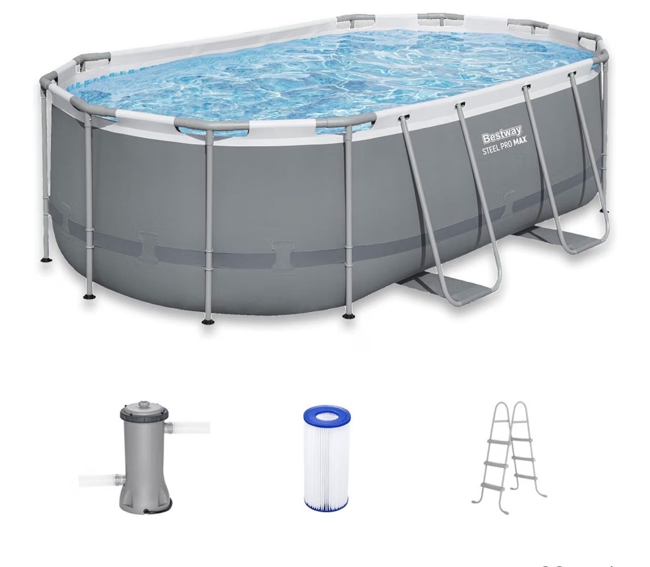 Brand New 14ft x 8.2ft Oval Outdoor Pool - Backyard Frame Setup with Liner